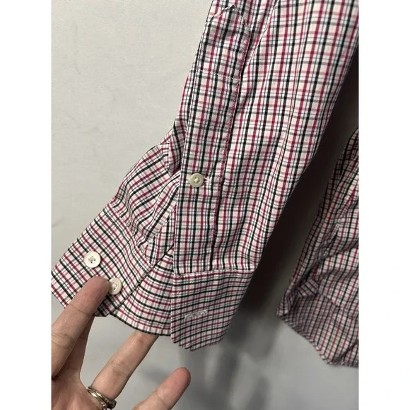 Bonobos Shirt Mens 17/34 White Pink Blue Button Up Long Sleeve Tailored Slim Fit - Picture 3 of 7